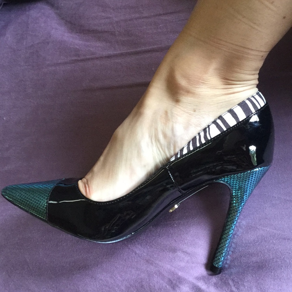 NWT River Island zebra metallic colorblock heels - Picture 2 of 8